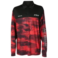RED CAMO VENTURE MENS LS FISHING POLO