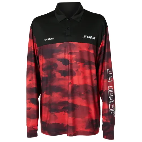 RED CAMO VENTURE MENS LS FISHING POLO