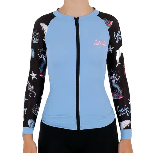 BLK-BLU SEAS THE DAY GIRLS YOUTH L/S RASHIE